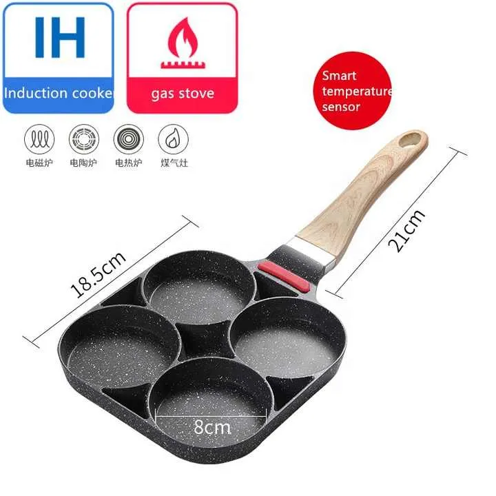 Non stick 4 hole frying pan