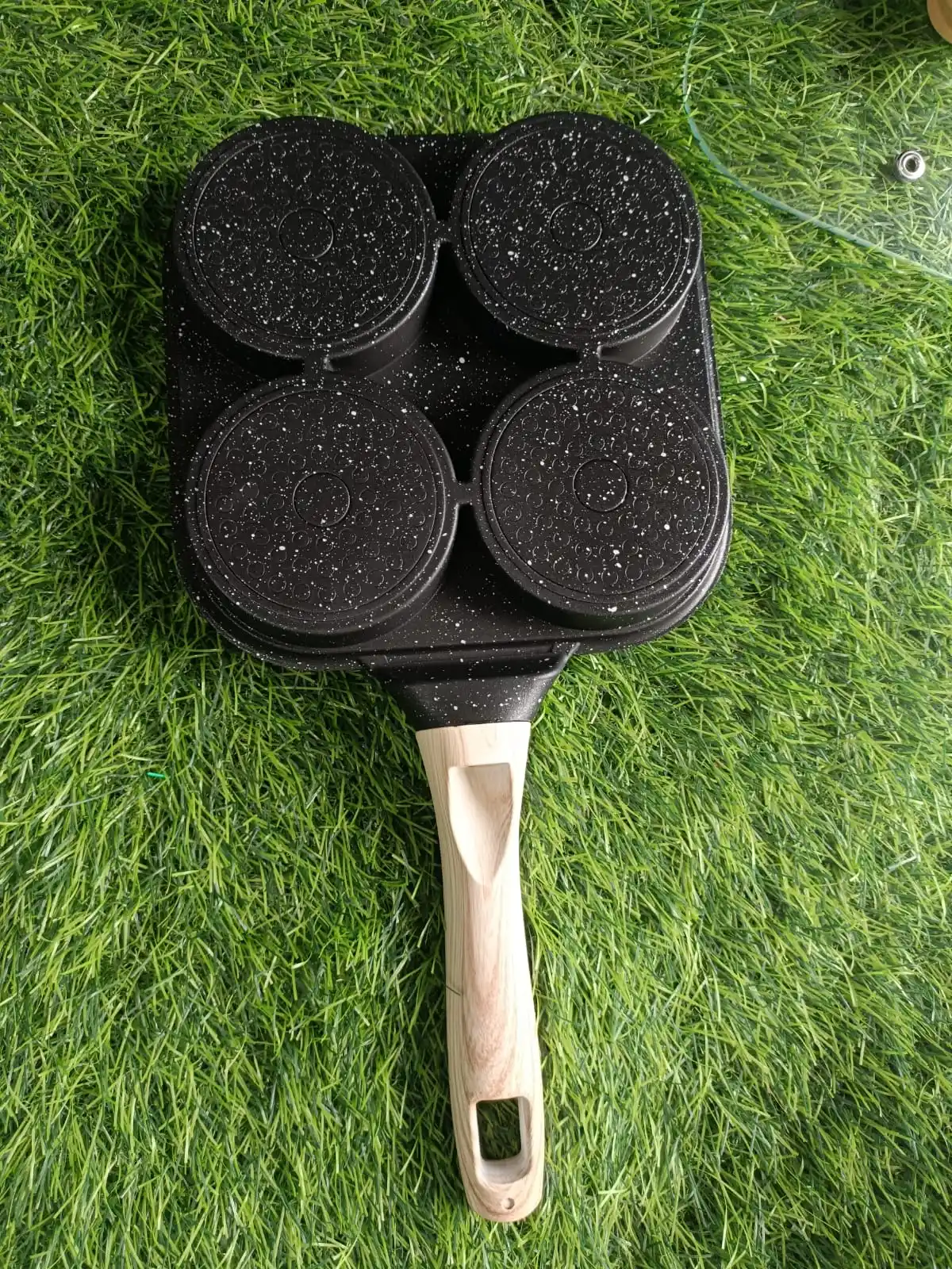 Egg fry pan with lid 4 hole